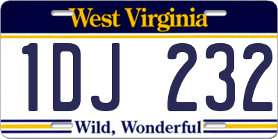 WV license plate 1DJ232