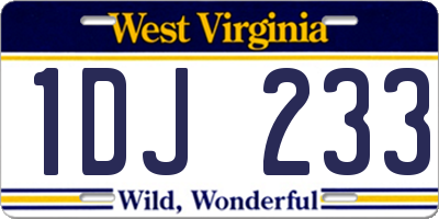 WV license plate 1DJ233