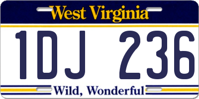 WV license plate 1DJ236