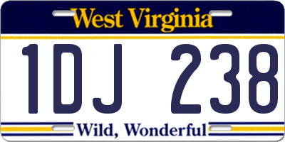 WV license plate 1DJ238