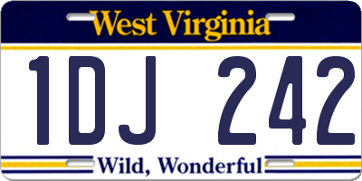 WV license plate 1DJ242