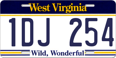 WV license plate 1DJ254