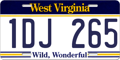 WV license plate 1DJ265