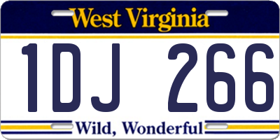 WV license plate 1DJ266
