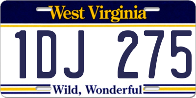 WV license plate 1DJ275