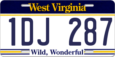 WV license plate 1DJ287