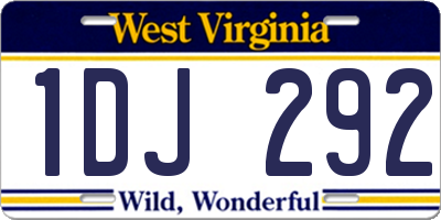WV license plate 1DJ292