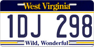 WV license plate 1DJ298
