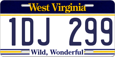 WV license plate 1DJ299
