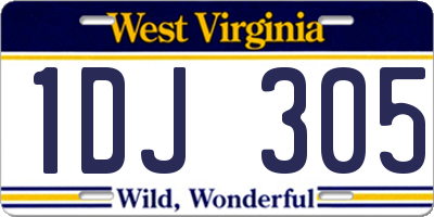 WV license plate 1DJ305