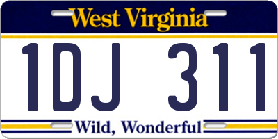 WV license plate 1DJ311