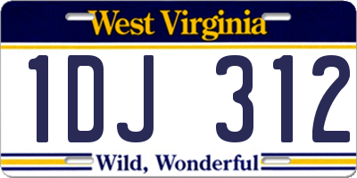 WV license plate 1DJ312
