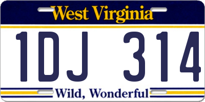 WV license plate 1DJ314