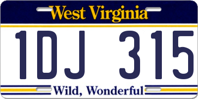 WV license plate 1DJ315