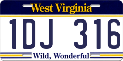WV license plate 1DJ316