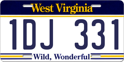 WV license plate 1DJ331