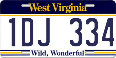WV license plate 1DJ334