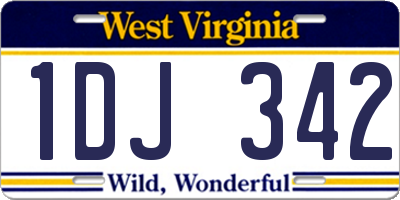 WV license plate 1DJ342