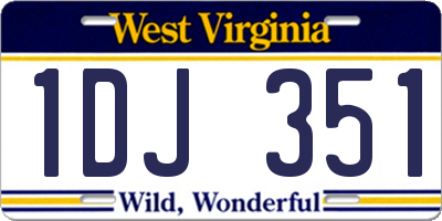 WV license plate 1DJ351