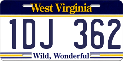 WV license plate 1DJ362