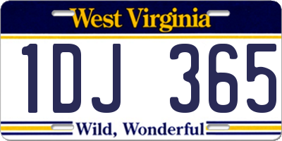 WV license plate 1DJ365