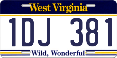 WV license plate 1DJ381