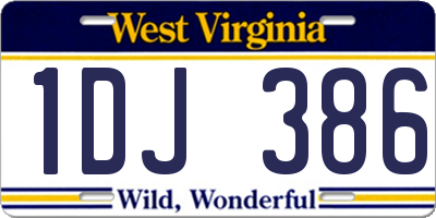 WV license plate 1DJ386