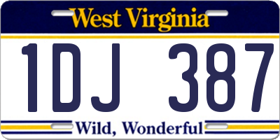 WV license plate 1DJ387