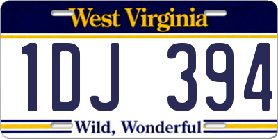 WV license plate 1DJ394