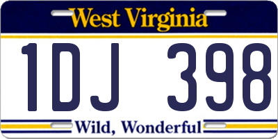 WV license plate 1DJ398