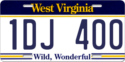 WV license plate 1DJ400