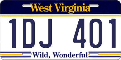 WV license plate 1DJ401