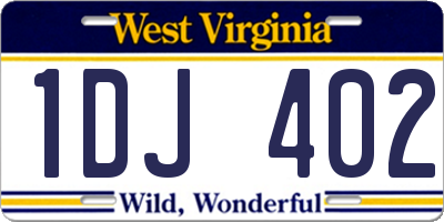 WV license plate 1DJ402