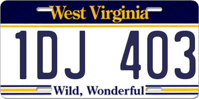 WV license plate 1DJ403