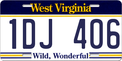 WV license plate 1DJ406