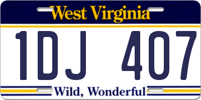WV license plate 1DJ407
