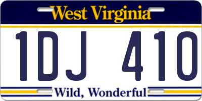 WV license plate 1DJ410