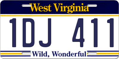 WV license plate 1DJ411