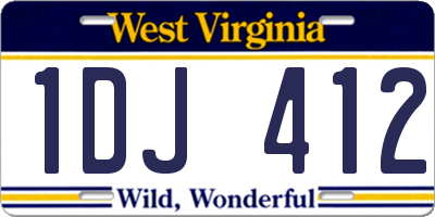 WV license plate 1DJ412