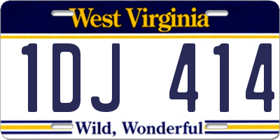 WV license plate 1DJ414