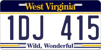 WV license plate 1DJ415
