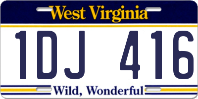 WV license plate 1DJ416