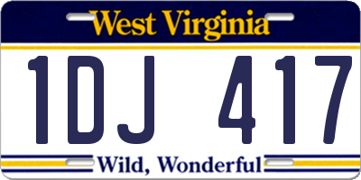 WV license plate 1DJ417