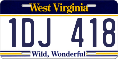WV license plate 1DJ418