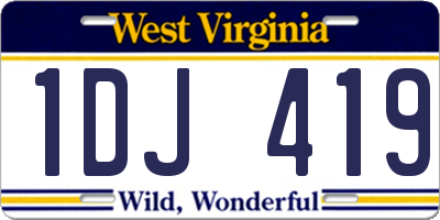 WV license plate 1DJ419