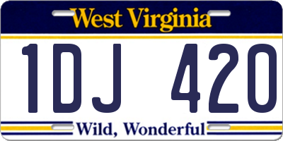 WV license plate 1DJ420