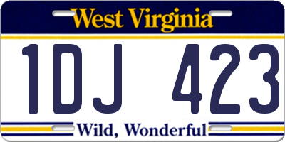 WV license plate 1DJ423