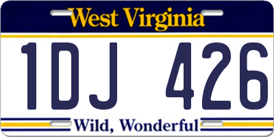 WV license plate 1DJ426