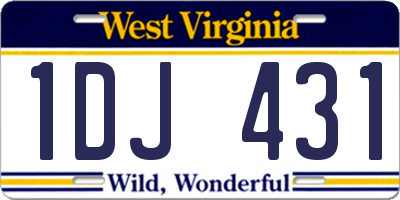 WV license plate 1DJ431