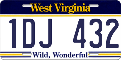 WV license plate 1DJ432